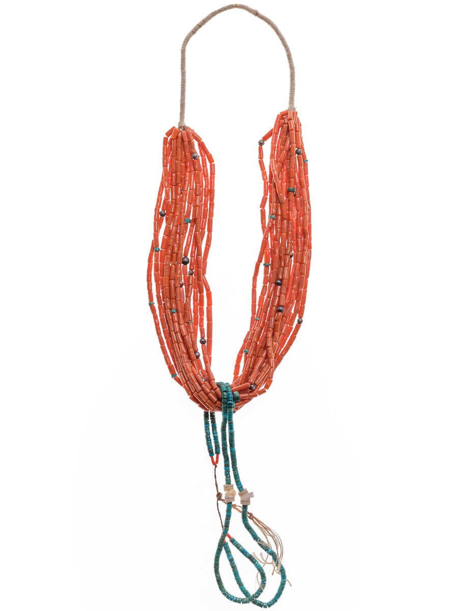 1940s CORAL NECKLACE + BLUE GEM JACLAS