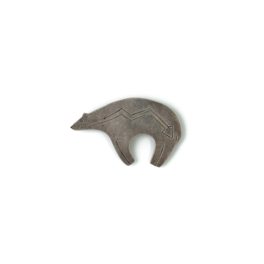 STAMPED SILVER BEAR PIN