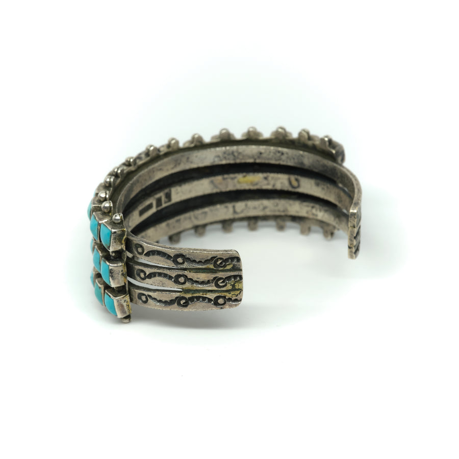 1940s THREE ROW SQUARE STONE CUFF