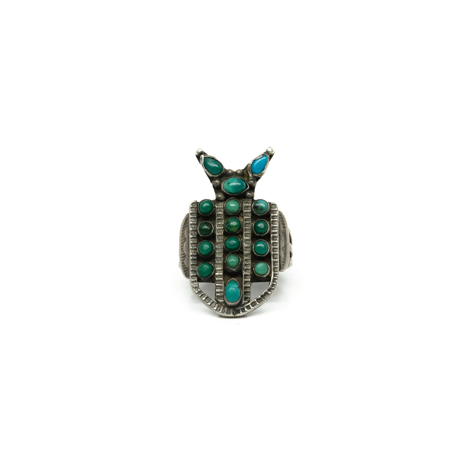 1940s PETIT POINT BUG RING