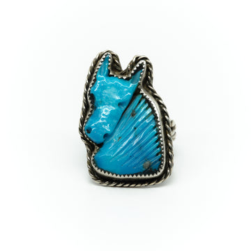 CARVED TURQUOISE HORSE RING